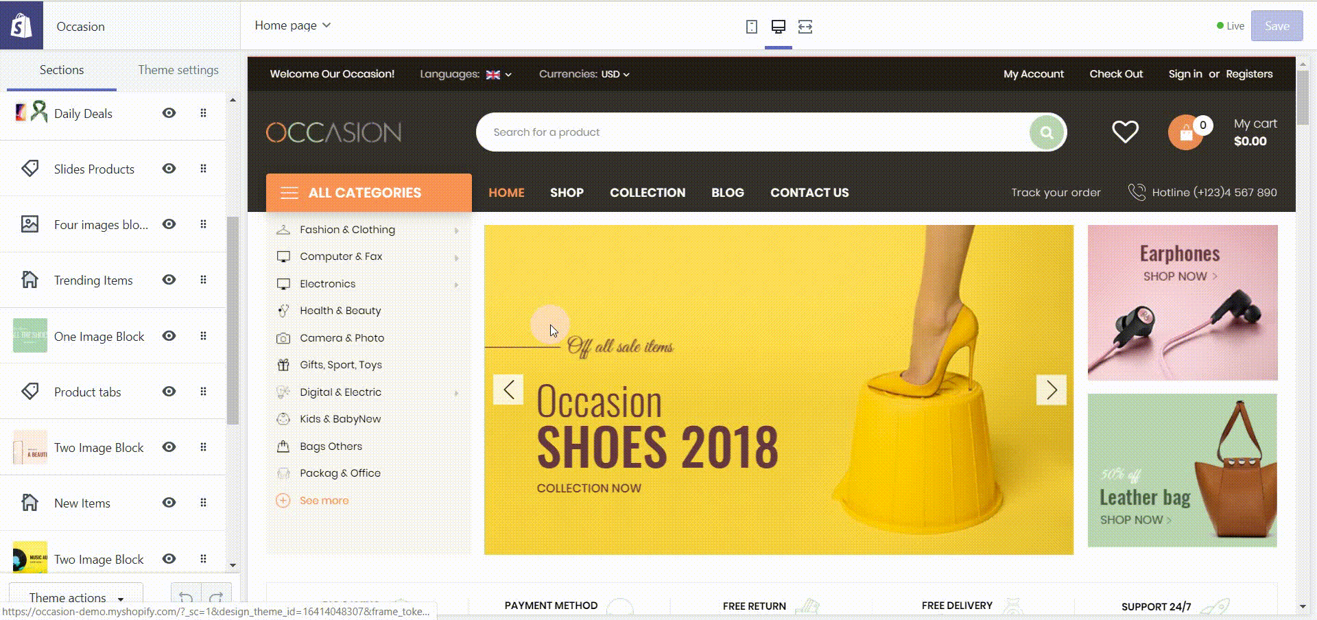 OCCASION Theme Features