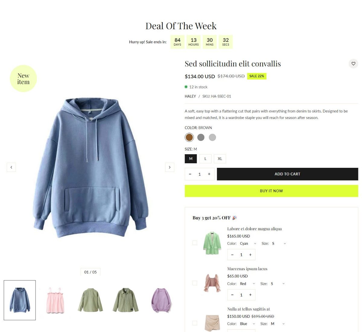 Deal of the week section with countdown and bundle