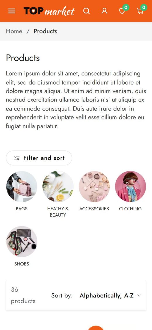 Top Market collection on a phone