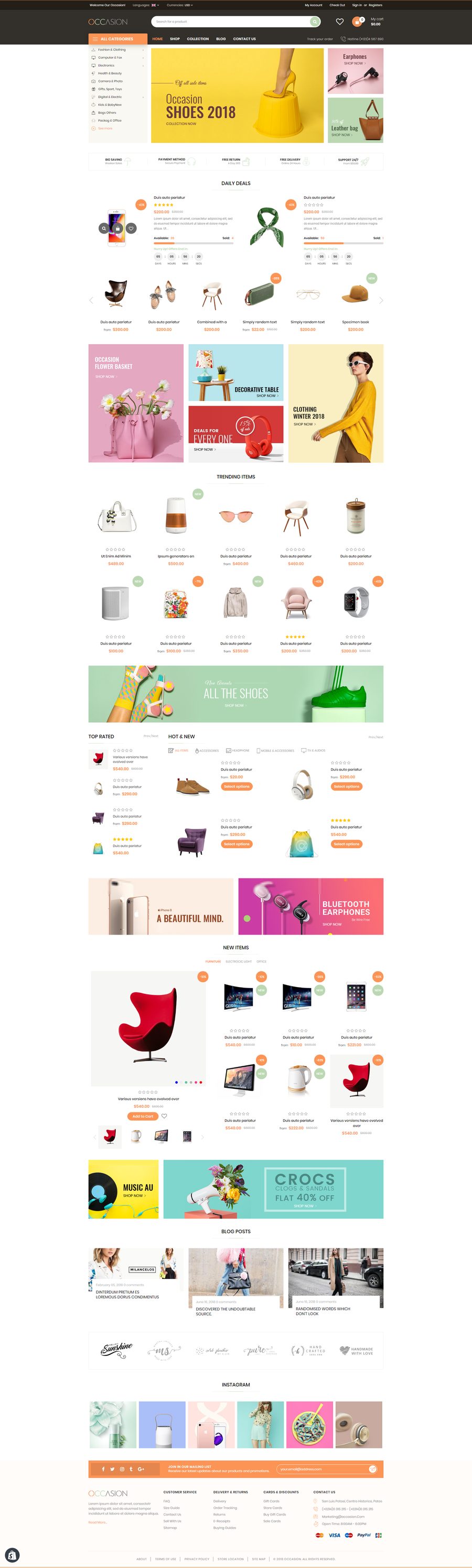 Occasion Shopify theme — supermarket homepage